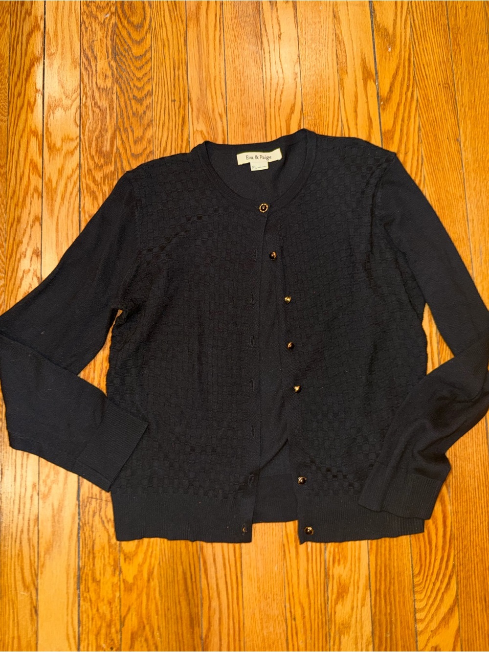 Black Knit Button-Up Sweater
